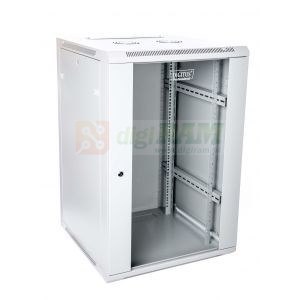 Szafa sieciowa wisząca 19" 18U rack 600x600, drzwi szyba, szary, niedzielona, złożona, 60kg