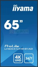 Monitor 65 cali LH6541UHS-B1AG VA,4K,24/7,LAN,USB,HDMI,500cd/m2, Haze(25%),2x10W,Pion/Poziom