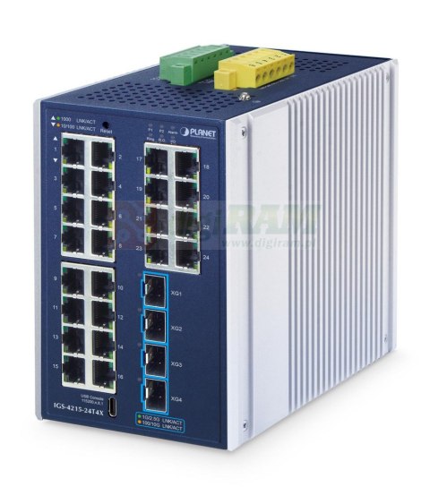 Planet IGS-4215-24T4X IP30 Industrial L2+ 24-Port
