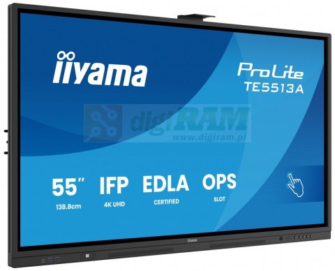 Monitor 55 cali TE5513A-B1AG INFRARED,40pkt,IPS,4K,7H,450cd/m2, WiFi,USB, ANDROID 14, Google EDLA,2x20W, UCHWYT CIENNY