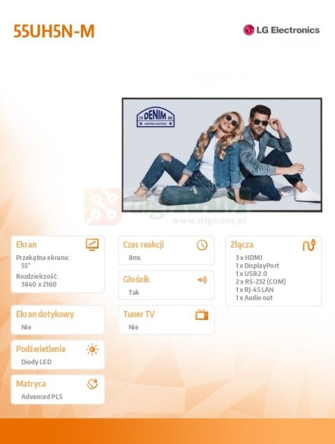 Monitor wielkoformatowy 55UH5N-M IPS 500cd/m2 24/7