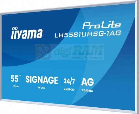 Monitor 55 cali LH5581UHSG-1AG 24/7,VA,ANDROID 14,4K, 2x10W, WiFi, UCHWYT CIENNY, 2xHDMI, USB-C, RJ45, IR, 2xUSB, WHITE