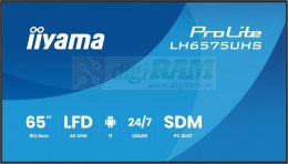 Monitor 65 cali LH6575UHS-B2AG,24/7,IPS,ANDROID.11,4K, WiFi, iiSignage2, FailOver, EShare, 24/7, full daisy chain