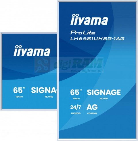 Monitor 65 cali LH6581UHSG-1AG 24/7,VA,ANDROID 14,4K, 2x10W, WiFi, UCHWYT ŚCIENNY, 2xHDMI, USB-C, RJ45, IR, 2xUSB, WHITE