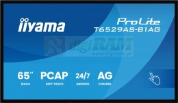 Monitor 65 cali T6529AS-B1AG VA,4K,HDMIx2,USB-C,RJ45,2x10W,WiFi, Android 14, Signal FailOver, Whiteboard, iiSignage2 (CMS), 