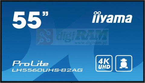 Monitor wielkoformatowy 55 cali LH5560UHS-B1AG matowy 24h/7 500(cd/m2) VA 3840 x 2160 UHD(4K) Android.11 Wifi CMS(iiSignage2), U