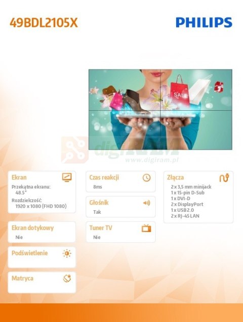 Monitor wielkoformatowy 49BDL2105X 49 cali