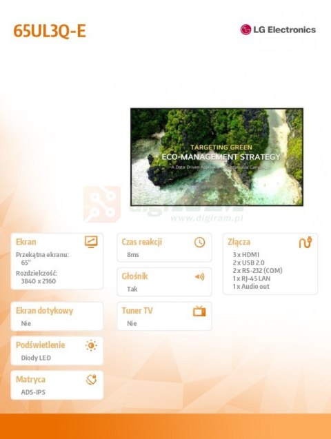 Monitor wielkoformatowy 65 cali 65UL3Q-E 350nit UHD 16/7