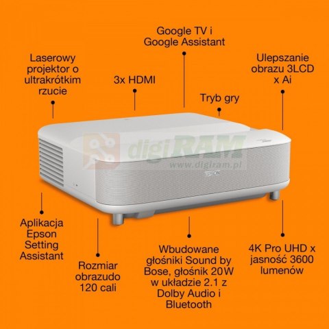 Projektor EH-LS670W 3LCD KD 4KUHD/3600L/5m:1/16:9/biały
