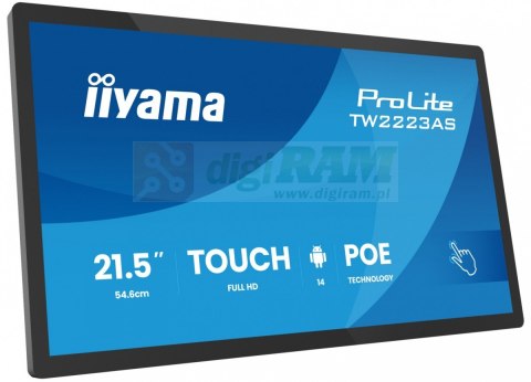 Monitor 21.5 cala ProLite TW2223AS-B3P POJ.10PKT.24/7,ANDROID14, 450 cd/m2, USB-C, 2x2W, RJ45, 3xUSB, iiSignage