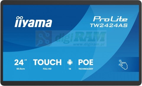 Monitor 23.8 cala ProLite TW2424AS-B3P POJ.10PKT.24/7,ANDROID14, IPS, USB-C, 2x5W, RJ45,dubbele microfoon, antireflectiecoatin