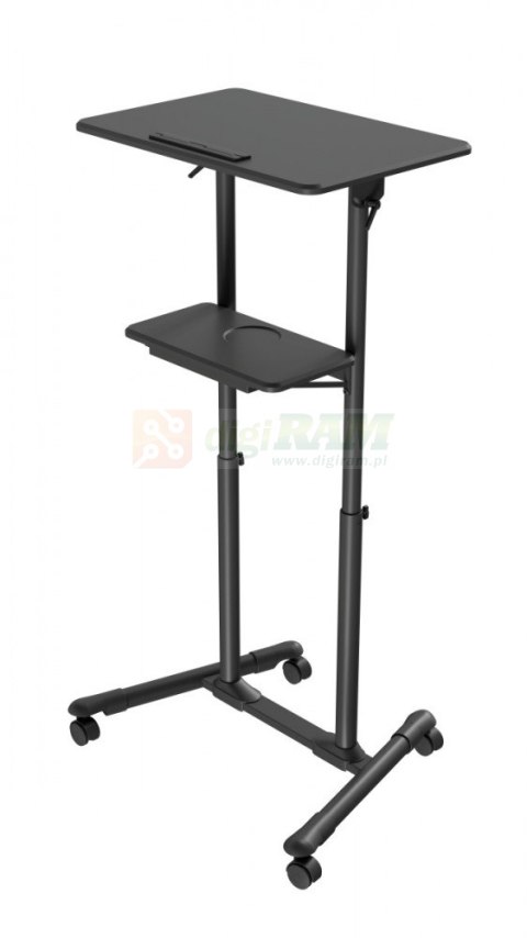 Mobilny stolik z kółkami, regulacja wysokości, czarny