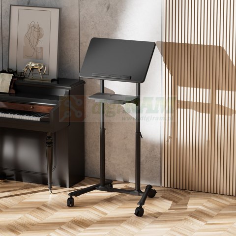 Mobilny stolik z kółkami, regulacja wysokości, czarny