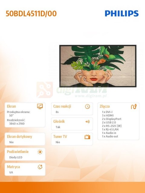 Monitor 50BDL4511D 50 cali