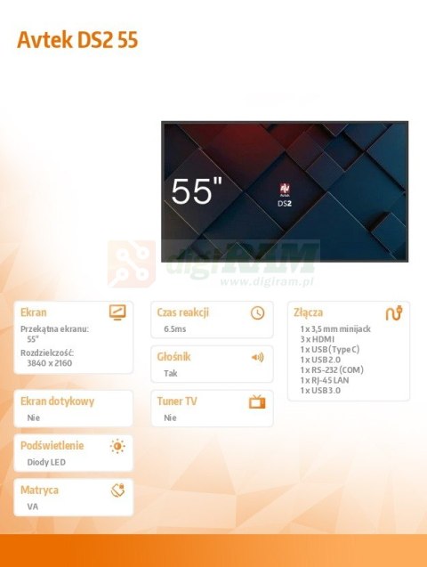 Monitor informacyjny DS2 55 cali