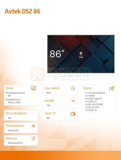 Monitor informacyjny DS2 86 cali