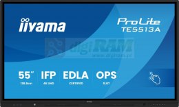 Monitor interaktywny 55 cali TE5513A-B2AG INFRARED,40pkt,IPS,4K,7H,500cd/m2, WiFi,USB, ANDROID 14, Google EDLA,2x20W, UCHWY