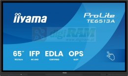 Monitor interaktywny 65 cali TE6513A-B2AG INFRARED,40pkt,IPS,4K,7H,500cd/m2, WiFi,USB, ANDROID 14, Google EDLA,2x20W, UCHWY