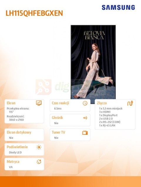 Monitor wielkoformatowy 115 cali QH115F LH115QHFEBGXEN