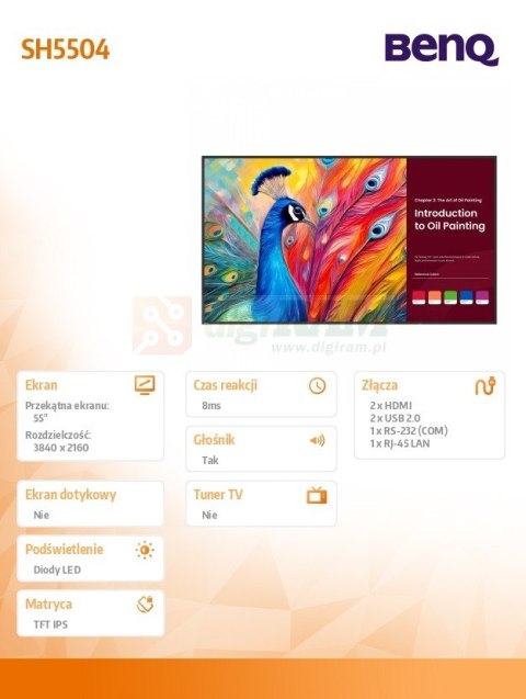Monitor 55 cali SH5504 UHD IPS 800:1/8ms/ANDROID/GL