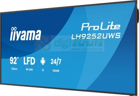 Monitor wielkoformatowy 92 cale LH9252UWS-B1AG 21:9(5K),24/7,IPS,DP,HDMI,500cd,5000:1,6.5ms